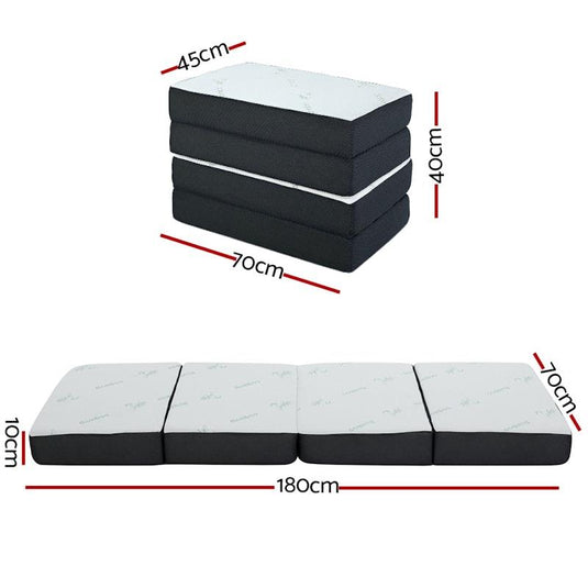 Giselle Bedding Foldable Mattress Bamboo Folding Mattresses Sofa Bed Mat 4-Fold Single