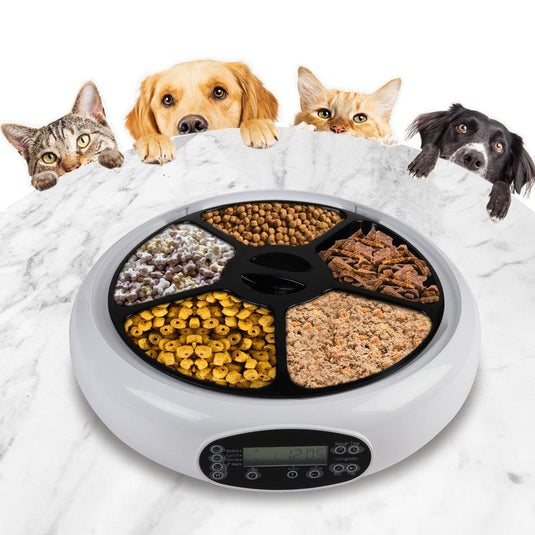 Lentek 5 Meal Automatic Pet Feeder with Voice Message White