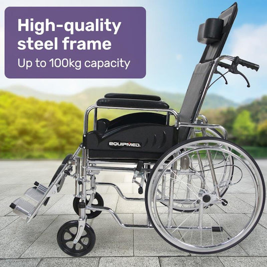 Equipmed Folding Manual Reclining Wheelchair Black