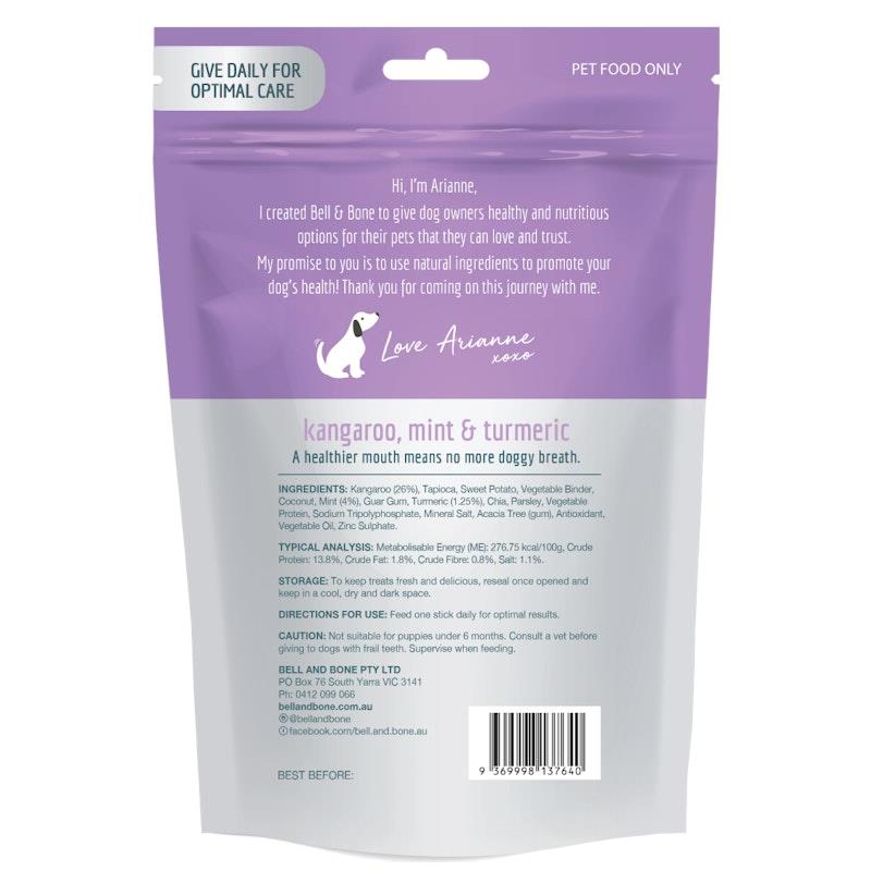 Load image into Gallery viewer, Bell &amp; Bone Kangaroo, Mint and Turmeric Dental Sticks Medium
