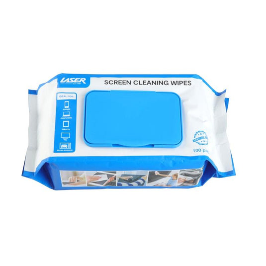 Laser Clean Anti-Bacterial Screen Wipes for Electronics 100 Pack