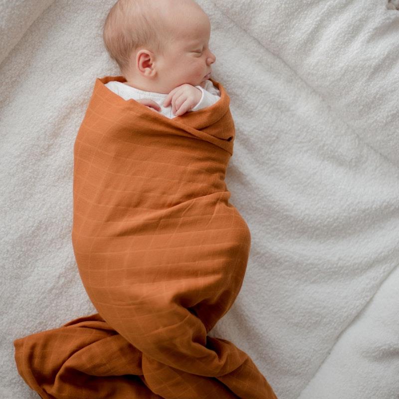 Load image into Gallery viewer, Zoe Sage Organic Muslin Swaddle Wrap Savannah Rust 1pc
