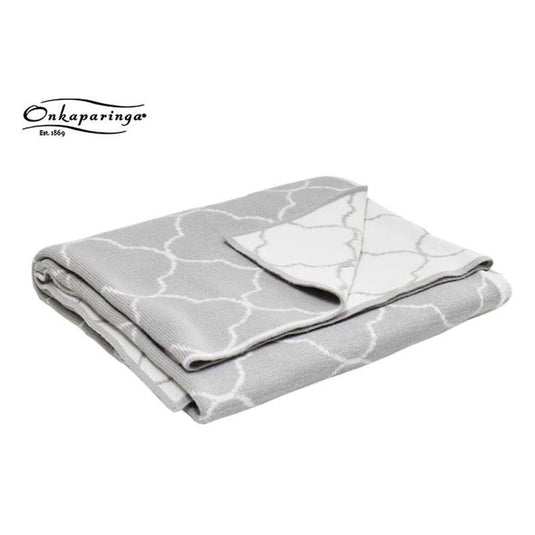 Onkaparinga Organic Cotton Reversible Knit Baby Blanket Grey/White 1pc
