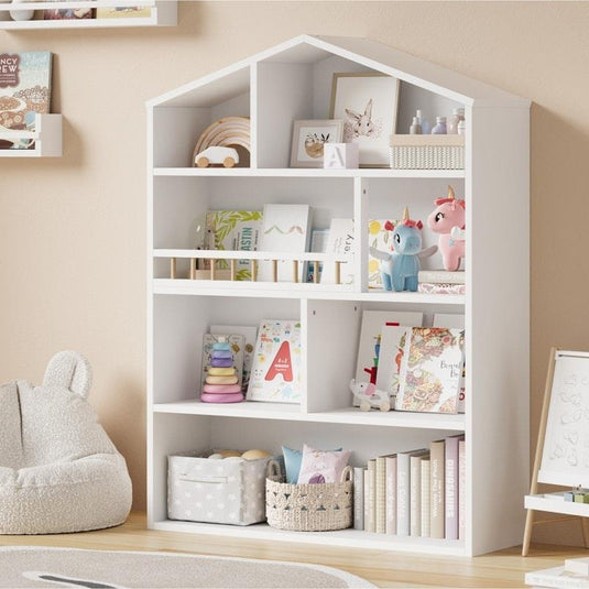 Oikiture Kids Bookshelf Bookcase Organiser Display Shelf White