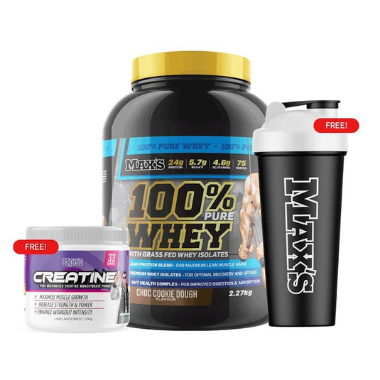 MAX'S 100% Whey Value Bundle 2.27kg - Choc Cookie Dough Bundle