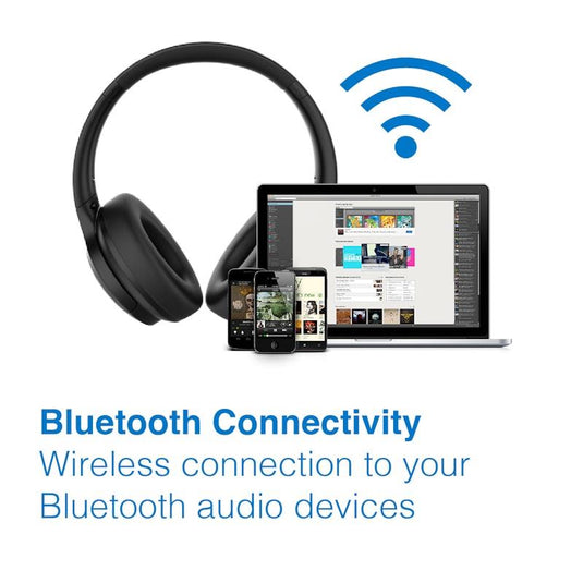 Laser ANC Bluetooth Headphones - 20hr Battery Black