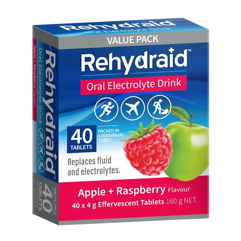 Load image into Gallery viewer, Rehydraid Electrolyte Effervescent Tablets 1Pack (40 Tablets) Apple Raspberry
