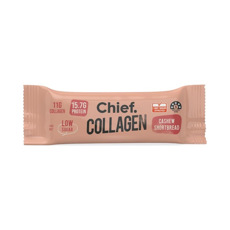 Load image into Gallery viewer, Chief Collagen Protein Bar - Cashew Shortbread 12 Pack
