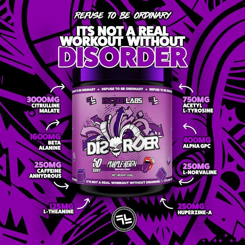 Load image into Gallery viewer, Faction Labs Disorder Original - 50 serves Purple Reign
