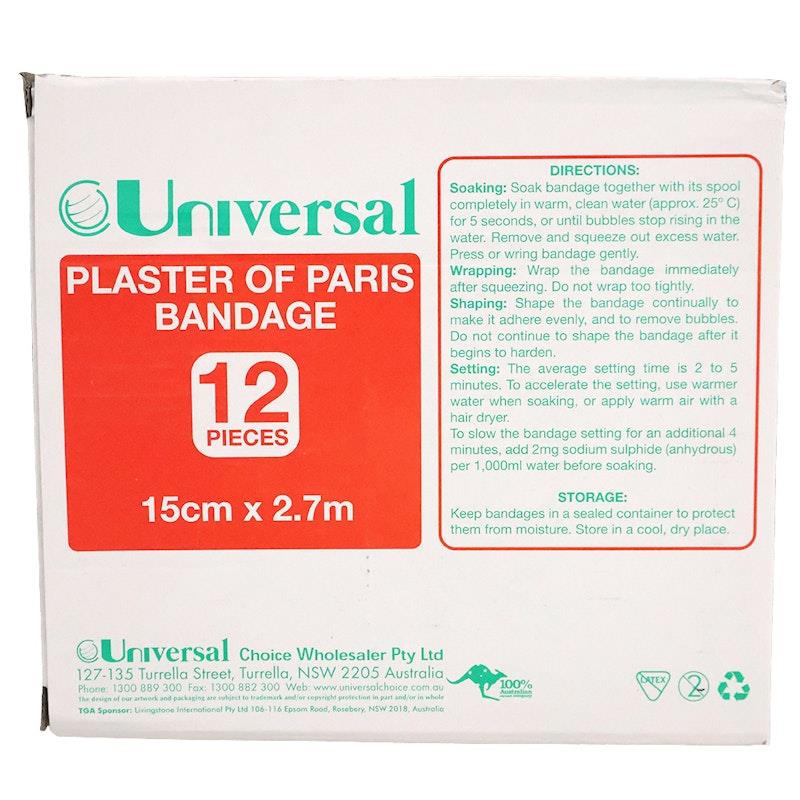 Load image into Gallery viewer, Universal Choice Plaster of Paris Cast Bandage 15cm x 2.7m 12 Pieces/Box
