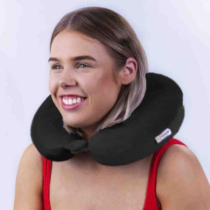 Load image into Gallery viewer, Flightmode Deluxe Memory Foam Travel Pillow Black
