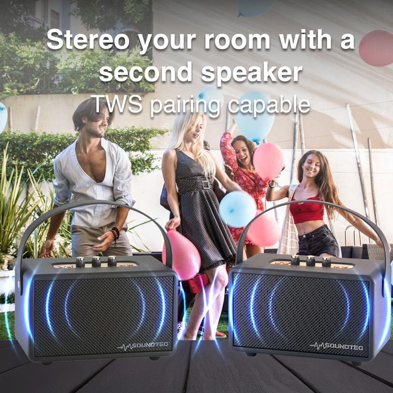 Load image into Gallery viewer, Laser SoundTec Retro Bluetooth Boombox Black
