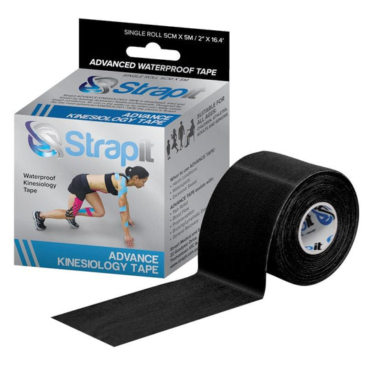 Strapit Advance Waterproof Kinesiology Tape 5cm x 5M - Tan & Black 2 Pack