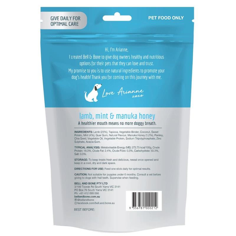 Load image into Gallery viewer, Bell &amp; Bone Lamb, Mint and Manuka Honey Dental Sticks Small

