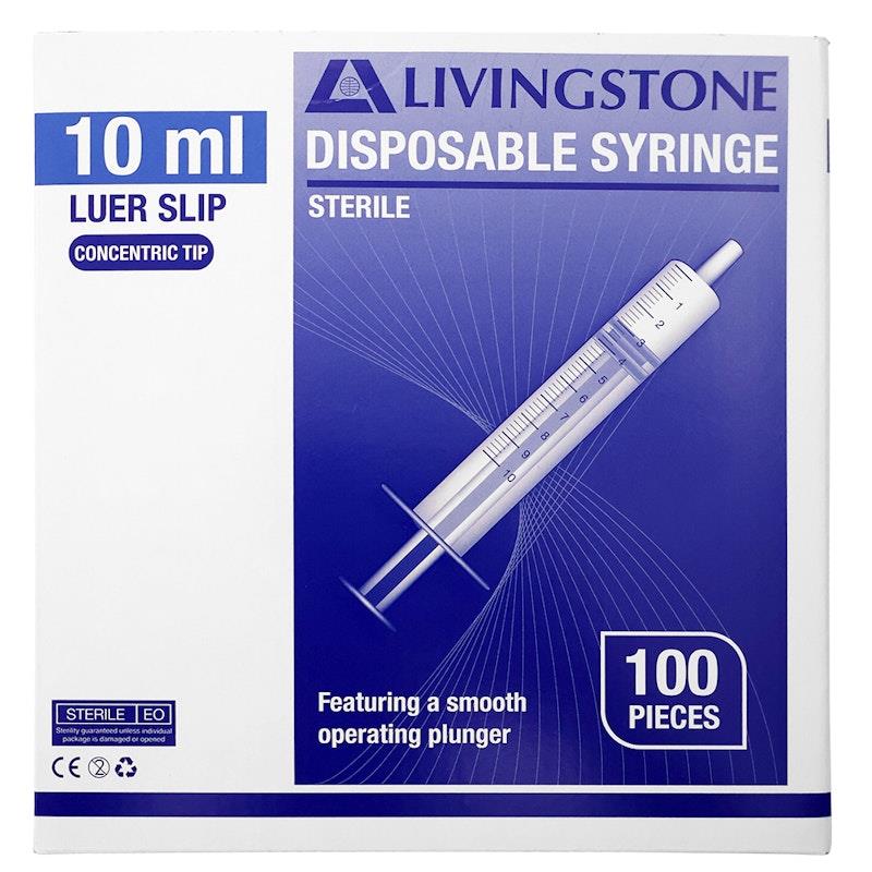 Load image into Gallery viewer, Livingstone Syringe Luer Slip Tip Concentric Nozzle Sterile 10mL 100 Pieces/Box
