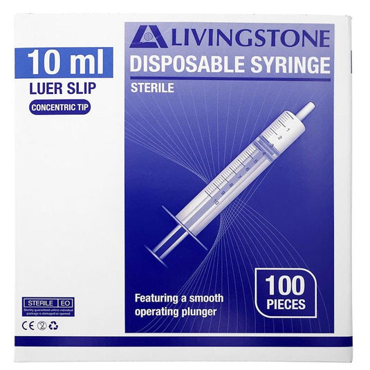 Livingstone Syringe Luer Slip Tip Concentric Nozzle Sterile 10mL 100 Pieces/Box