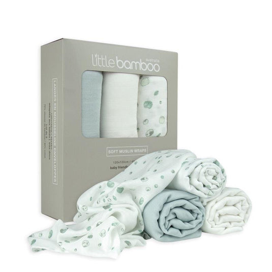 Little Bamboo Muslin Wraps 3Pk Whisper