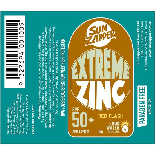 SUN ZAPPER Red Flash Extreme Zinc Stick SPF 50+ 15g