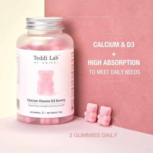 Teddi Lab by Unichi Calcium Vitamin D3 Gummy 60s x3 - Strong Bone, Muscle & Teeth Packs