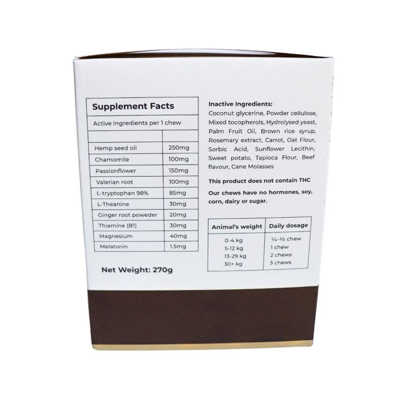 Load image into Gallery viewer, Rapha Herbals Calm K9 Hemp Chews for Pets Beef Flavour 90Chews
