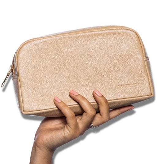 Happy Skin Co Leather Cosmetic Beauty Bag Tan
