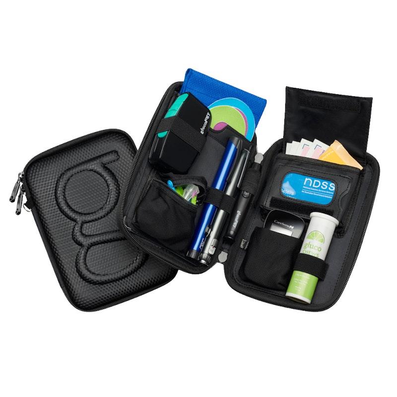 Load image into Gallery viewer, Glucology Travel Bundle Case - Classic, Black/ 2 Pen Pouch - Black/ 3 Sharps
