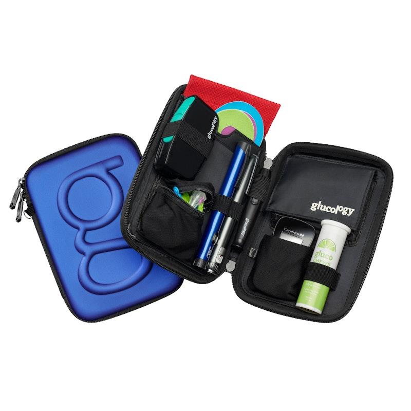 Load image into Gallery viewer, Glucology Travel Bundle Case - Classic, Blue/ 2 Pen Pouch - Blue/ 3 Sharps
