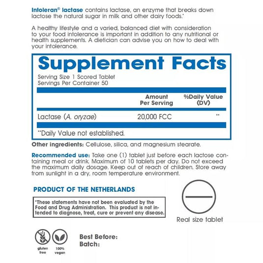 Intoleran Lactase 20,000 50 Tablets