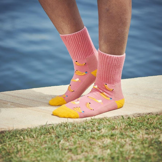Glucology 6 Pack Mixed Patterned Socks - Bananas, Avocado & Eggs Medium