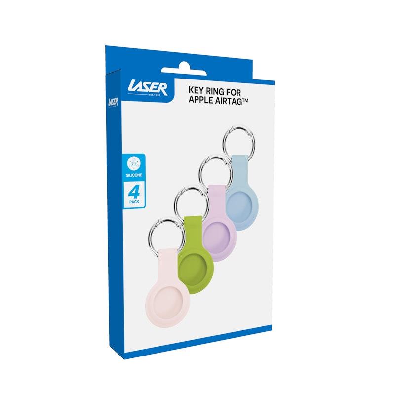 Load image into Gallery viewer, Laser Silicone Key Ring for Apple AirTag - Blue, Green, Purple, Pink 4 Pack
