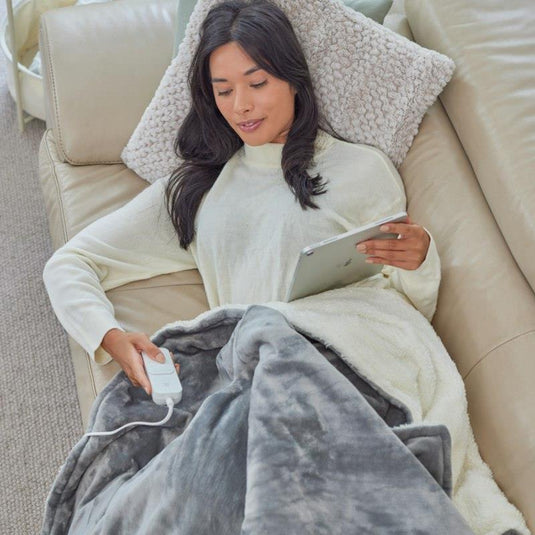 Homedics Heated Throw Blanket Grey