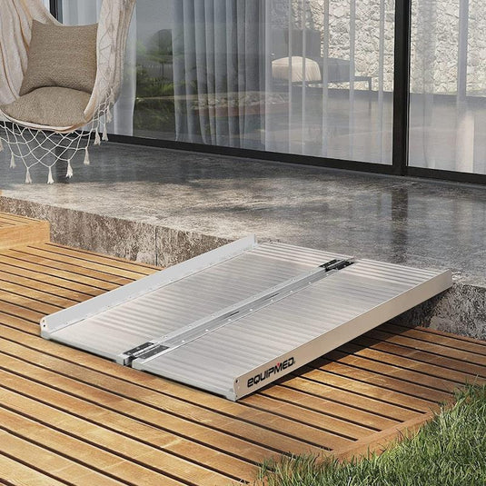 Equipmed 91cm Portable Folding Aluminium Access Ramp Silver