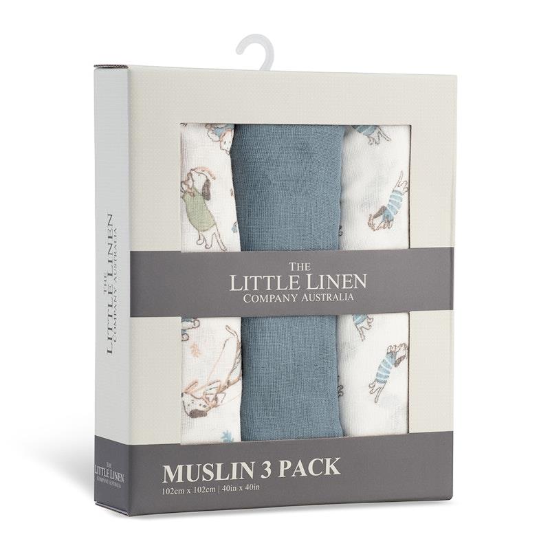 Load image into Gallery viewer, The Little Linen Company Muslin 3pk Wrap Barklife Dog
