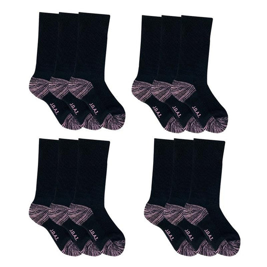 Jack of All Trades 12 Pairs of Women's Top to Toe Comfort Socks - Black Size 5-10