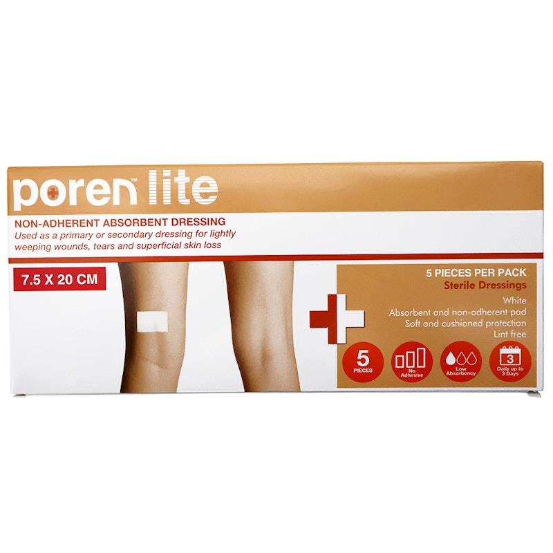 Load image into Gallery viewer, Poren-Lite Non-Adherent Absorbent Dressing Sterile 7.5 x 20cm 5Box
