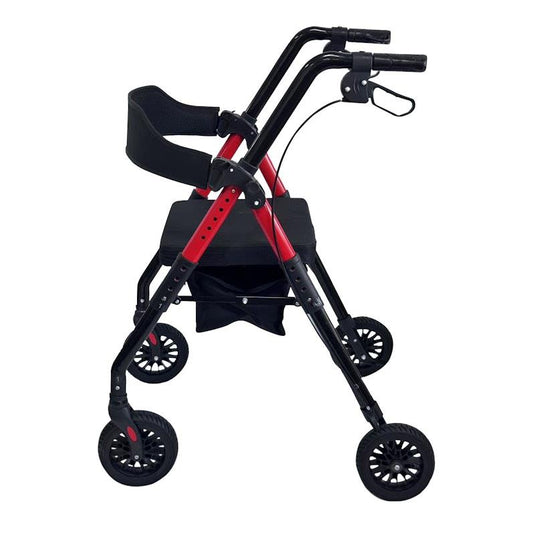 Orthonica Foldable Mobility Steel Rollator Walker 136kg Max Capacity Red