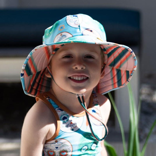 tyoub Kids Wide Brim Bucket Hat Skulls Serape Stripe Large