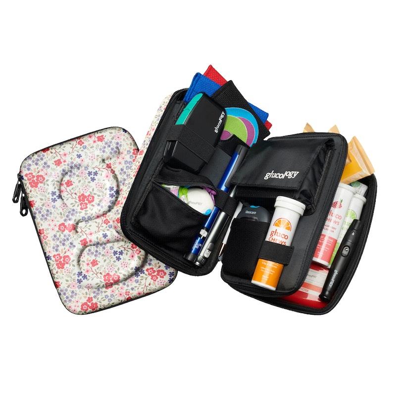 Load image into Gallery viewer, Glucology Travel Bundle Case - Plus, Floral/ 2 Pen Pouch - Floral/ 3 Sharps
