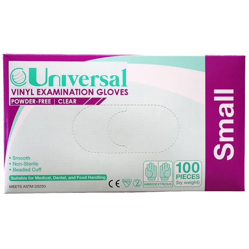 Load image into Gallery viewer, Universal Vinyl Examination Gloves ASTM Powder Free Small 100 Pieces/Box
