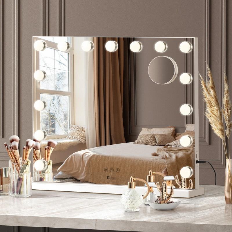 Load image into Gallery viewer, Oikiture Hollywood Makeup Mirror 15 Bulbs LED Light Wall Vanity Mirrors White

