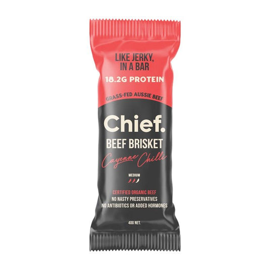 Chief Organic Beef Bars - Cayenne Chilli 12 Pack