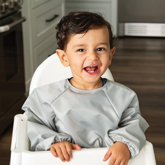 Tiny Twinkle Mess-proof Full Long Sleeve Bib 2 Pack Grey & Dark Blue Small (6-24M)
