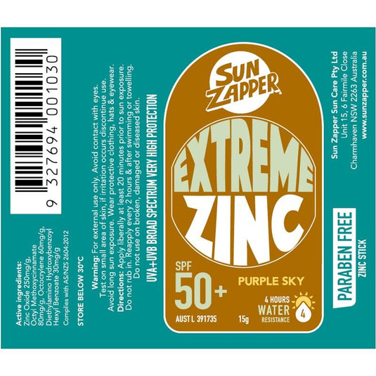 SUN ZAPPER Purple Sky Extreme Zinc Stick SPF 50+ 15g