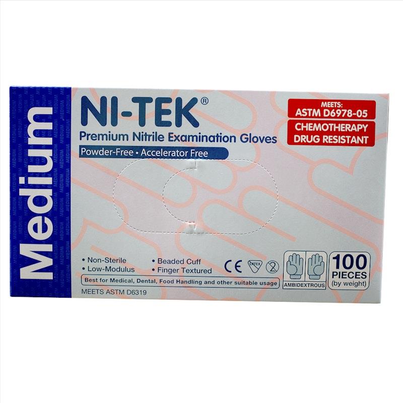 Load image into Gallery viewer, NI-TEK Nitrile Accelerator Free Powder Free Gloves 100 Box Medium
