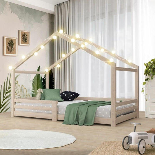 Oikiture Bed Frame Wooden Timber House Frame Single