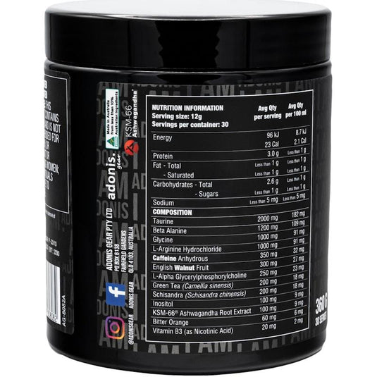 Adonis Gear Power (Pre-Workout) - Lemonade Ice Block 360g 30Serves