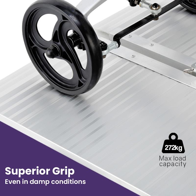 Load image into Gallery viewer, Equipmed 123cm Portable Folding Aluminium Access Ramp Silver
