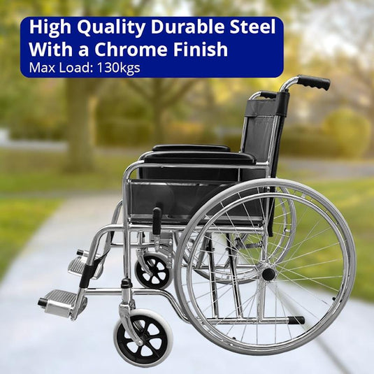Livingstone Wheelchair Heavy Duty Chrome Finish Seat Width 51cm Each