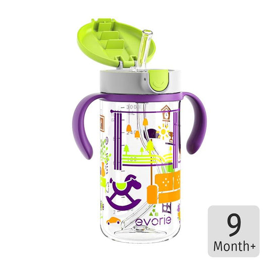Evorie Tritan Kids Straw Water Bottle Mug 300mL, Sweet Memories GP 1Unit