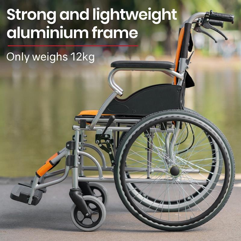 Load image into Gallery viewer, Equipmed 20 Inch Folding Aluminium Wheelchair Orange
